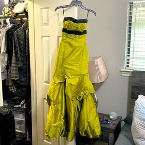 Victorian style olive green and black dress, perfect for prom or events